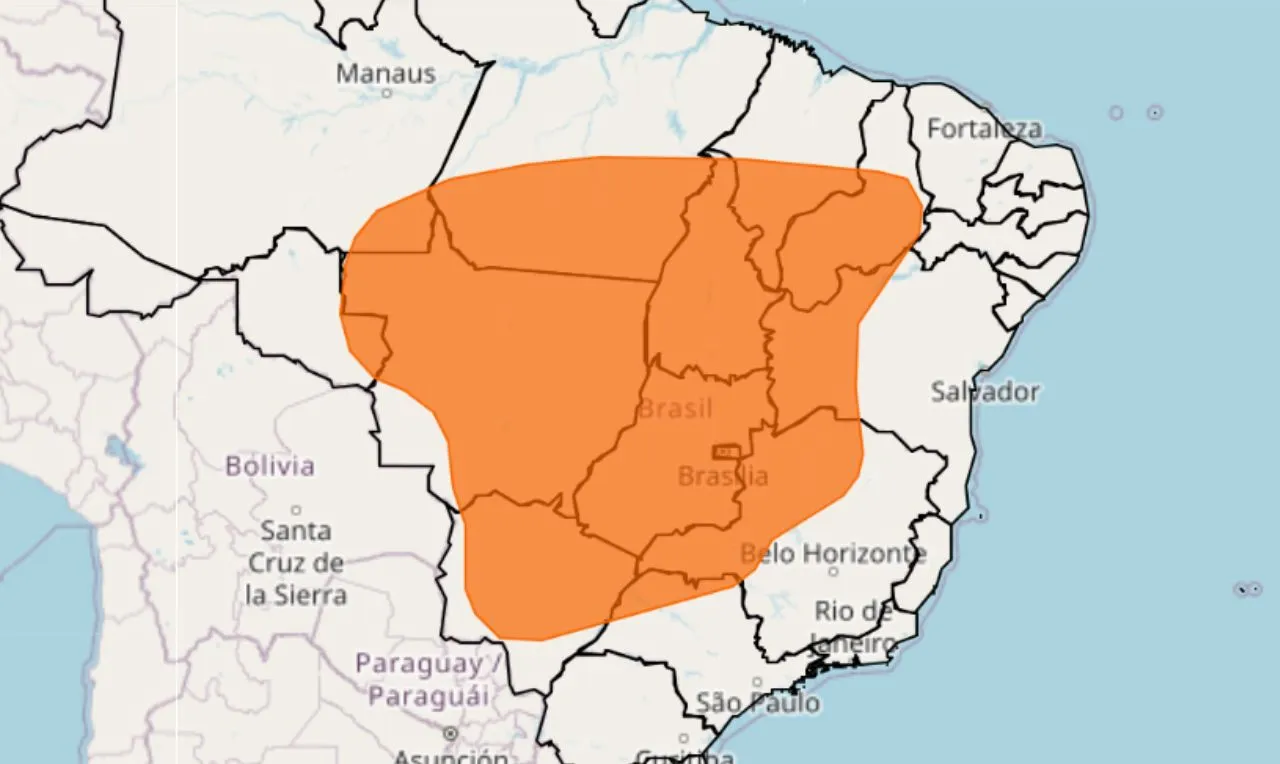 o mapa mostra as &aacute;reas em alerta para baixa umidade